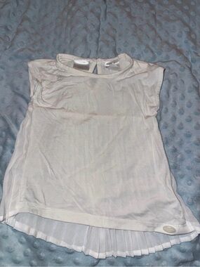 Kardashian Kids Cream Pleated-Hem Cap Sleeve Tunic